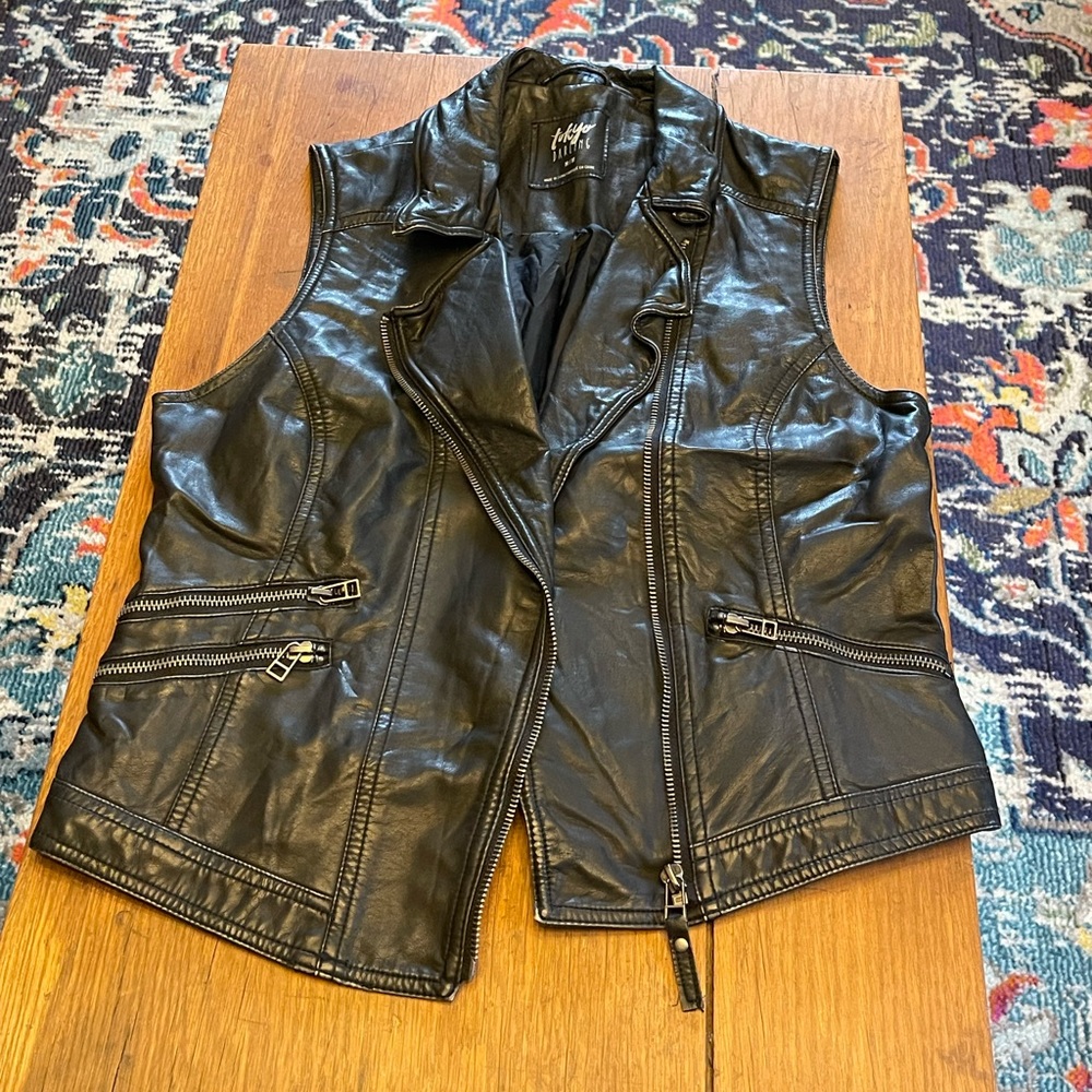 Black leather vest